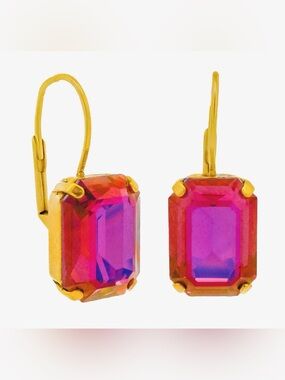 TOVA Rubin hook earrings dark rose lemon Glimmer NWT